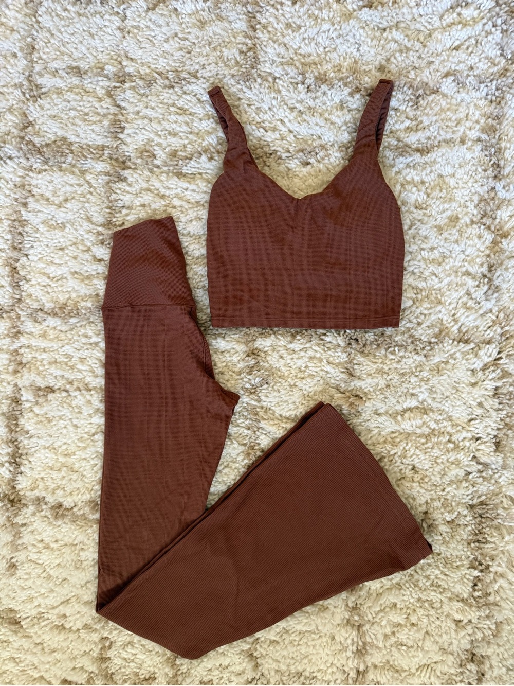 Aerie Ribbed Copper Flare Leggings & Matching Top Set XS